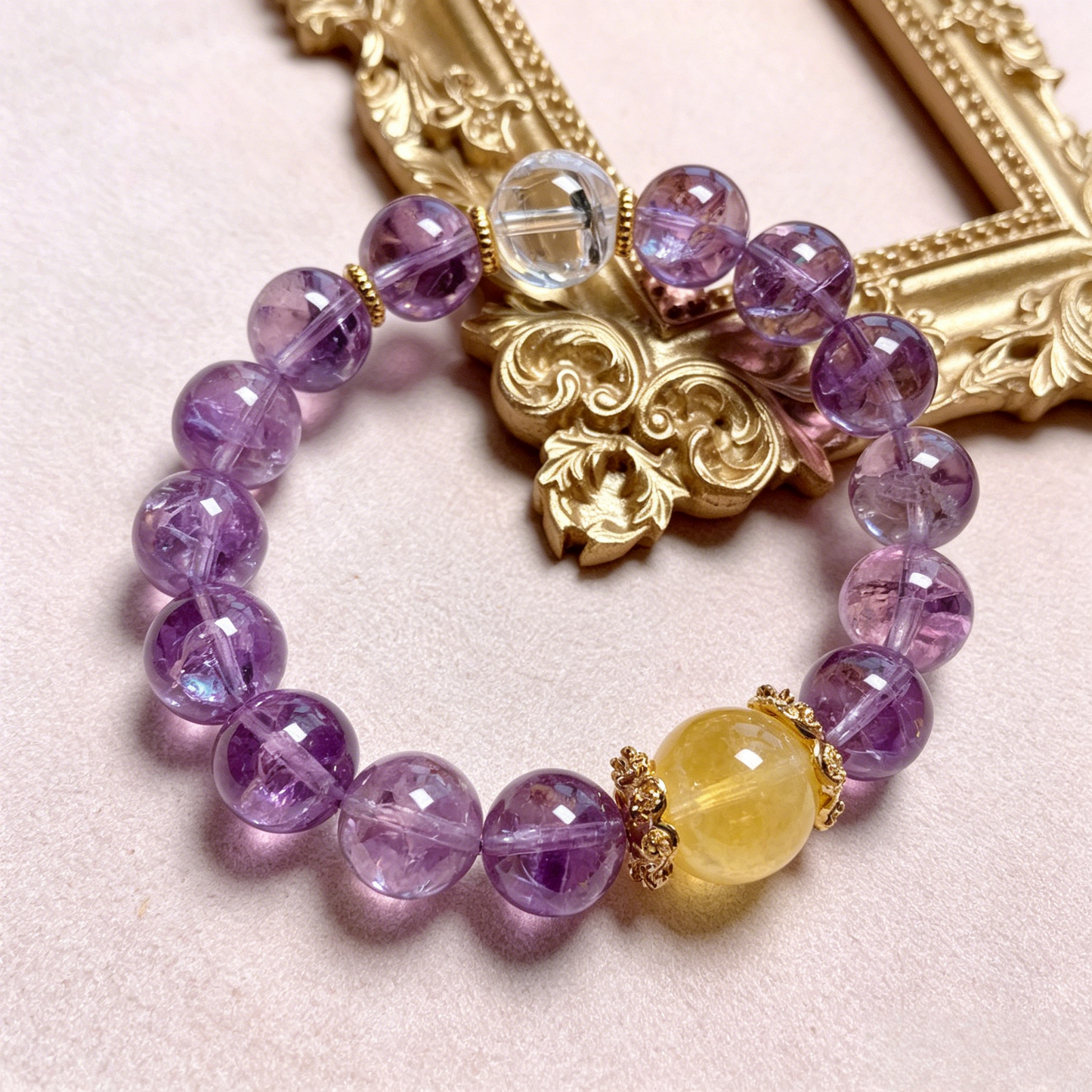 Lavender Purple Ace【Purple and yellow crystal double fortune bracelet】