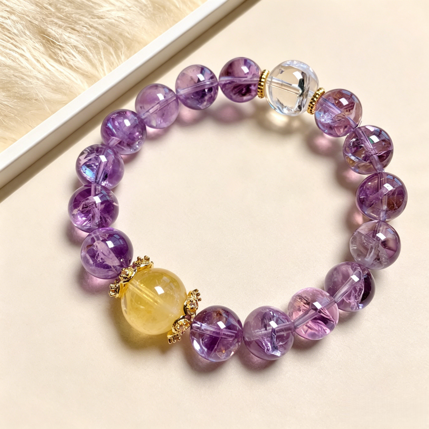 Lavender Purple Ace【Purple and yellow crystal double fortune bracelet】