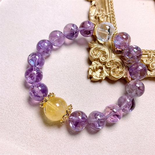 Lavender Purple Ace【Purple and yellow crystal double fortune bracelet】